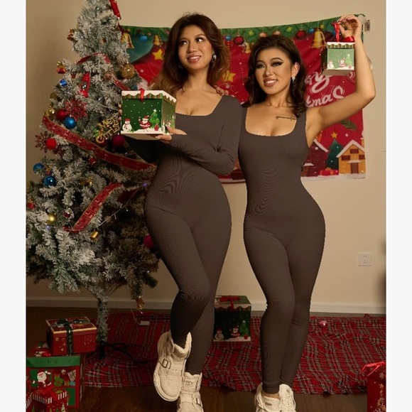 ✨3X25✨ OQQ Brand new Bodysuit coffee size S - Picture 2 of 4